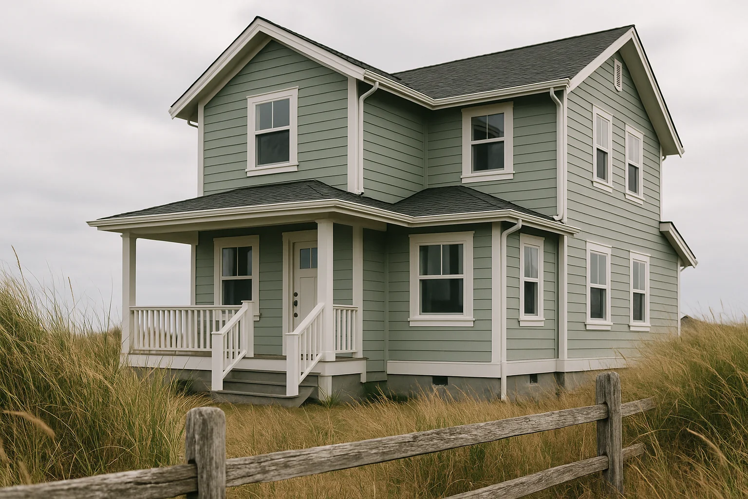 Freshly painted coastal home exterior in Newport Oregon