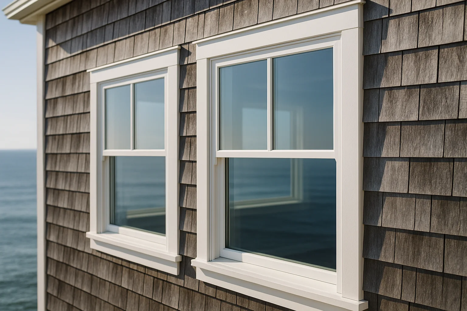 New coastal-rated windows on a Newport home overlooking the ocean